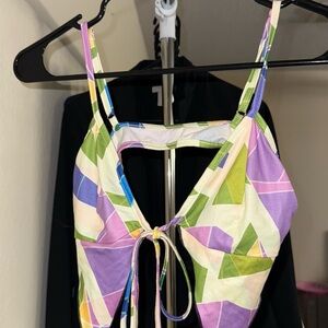 Colorful Geometric Print Crop Top